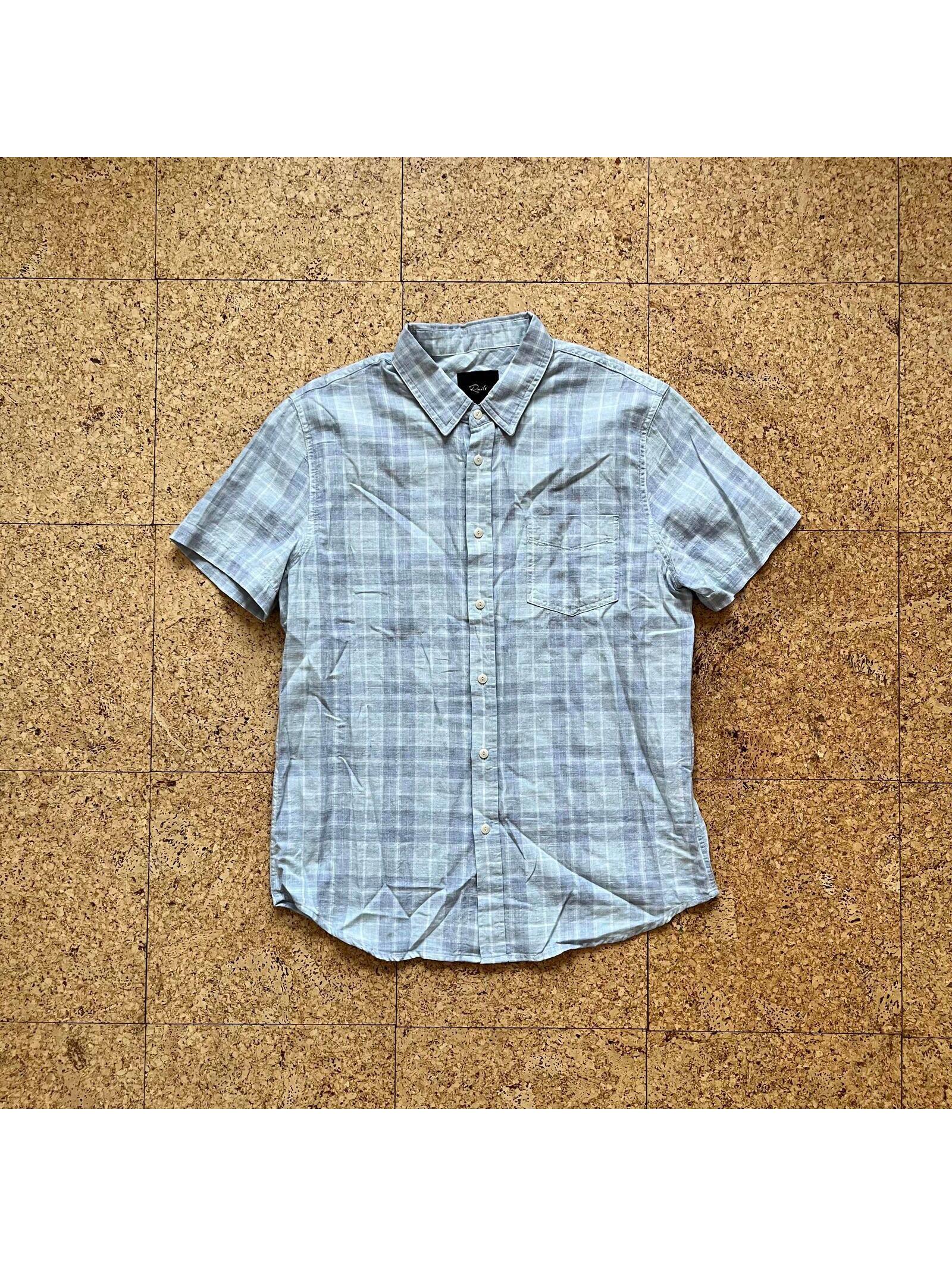 Rails Fairfax Short Sleeve Button Down Men's Large Blue Gray Plaid 100% Cotton